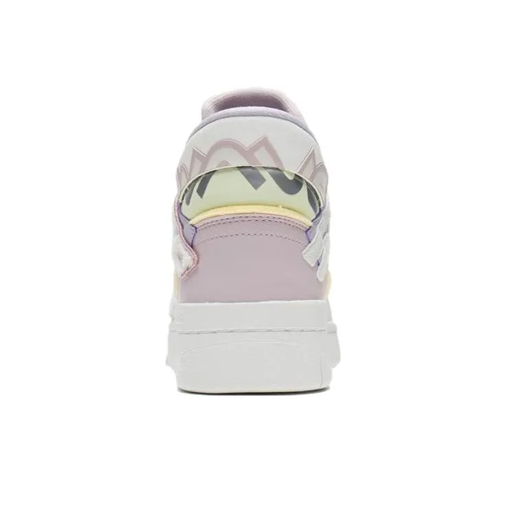 Disney x LiNing Wave Midprm Anti Slip And Wear Resistant Lightweight High Top Skateboard Shoes Women's White Pink-3