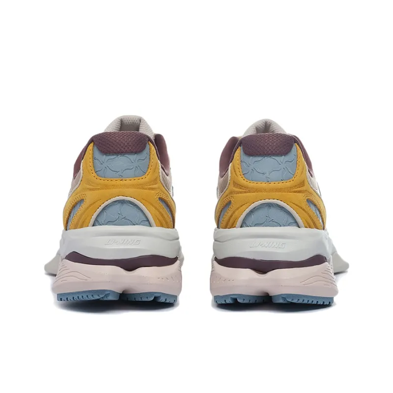 LI-NING 1990 Lava Cushioning Anti-Slip And Wear-Resistant Low-Top Running Shoes Women's Gray Green-4