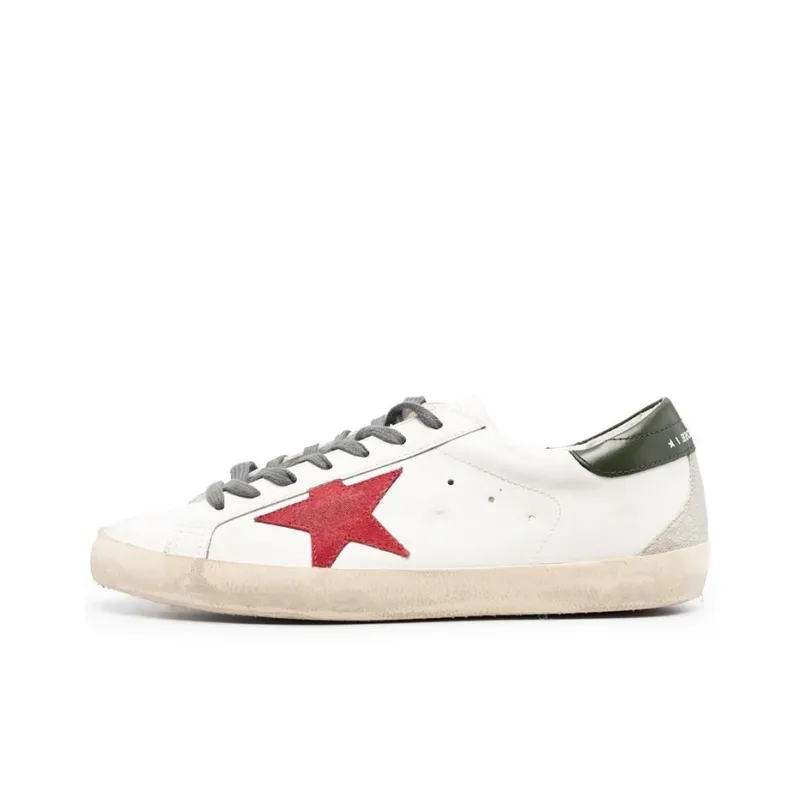Golden Goose Super Star Low Top Stylish Skateboarding Shoes Men's White Red Vintage Version-0