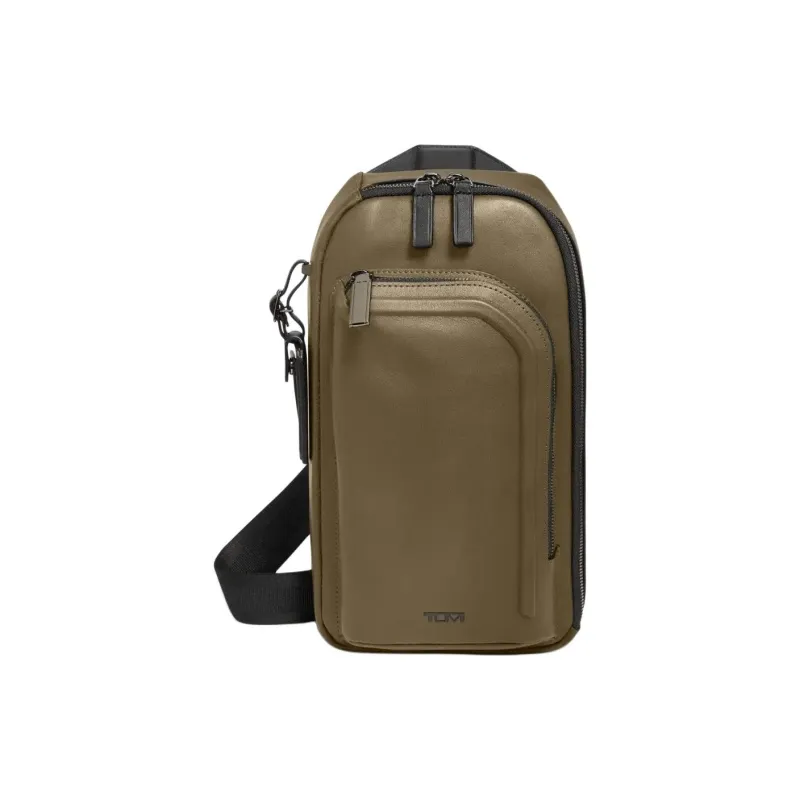 TUMI Leather Sling Bag Men's Olive Green-0