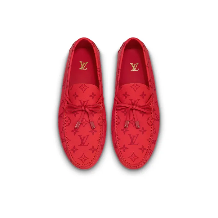 LOUIS VUITTON Driver Moccasin Shoes 'Red Monogram'-1
