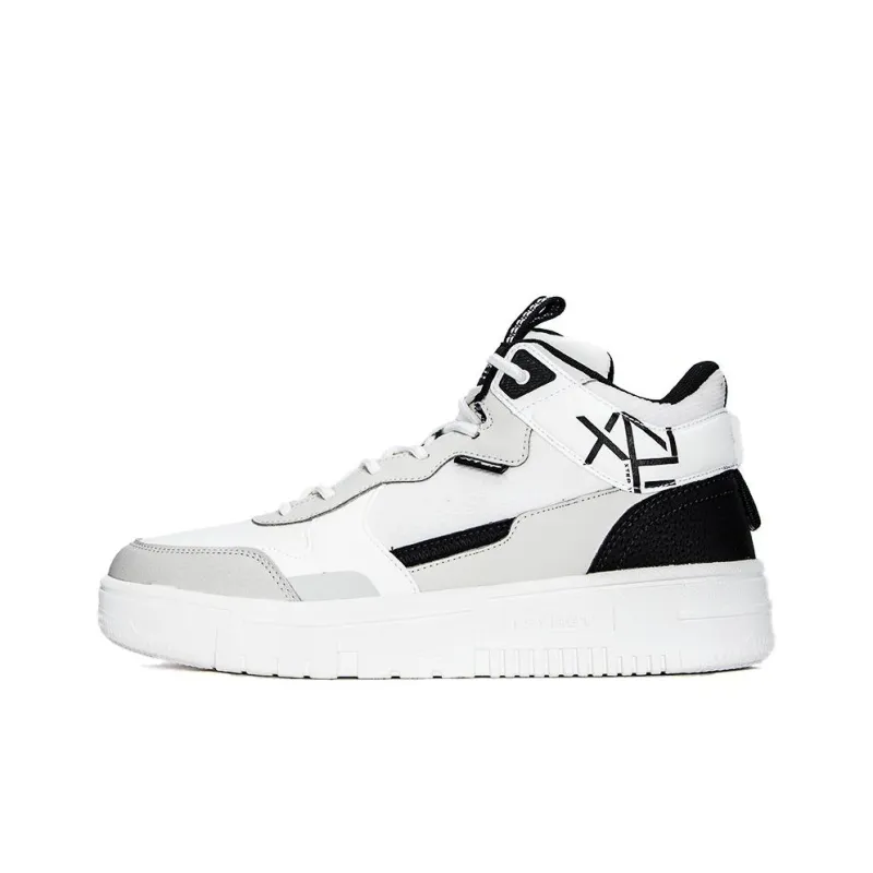 XTEP Alfalfa White Breathable Quick Dry High Top Skateboard Shoes Men's White Gray Black-0