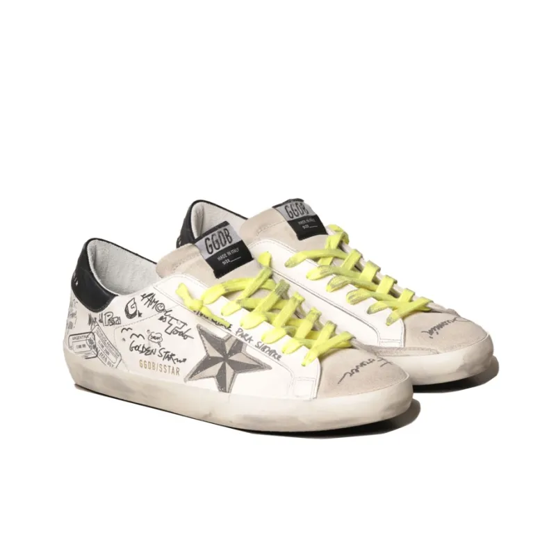 Golden Goose Super Star Low Top Stylish Skateboarding Shoes Men's White Black-2
