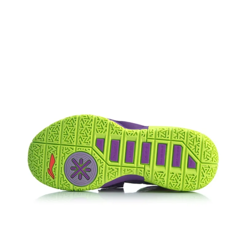 LiNing All City 7 Non slip Lightweight Mid Top Basketball Shoes Men's Purple Green-4