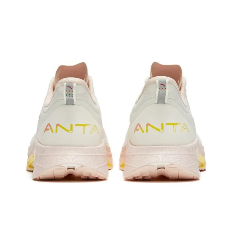 Anta MACH 3.0 Cushioning Anti Slip And Wear Resistant Low Top Running Shoes Women's White Pink-3