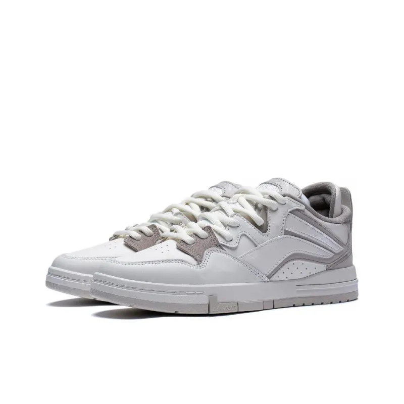 LiNing Wave Pro Anti-Slip Wear-Resistant Low-Top Skateboard Shoes Mist White Silver Fish Gray-2