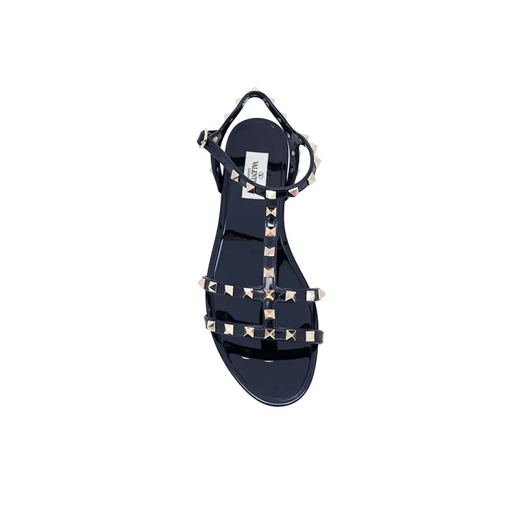 Valentino Rockstud Strap Sandals Women's Navy-4