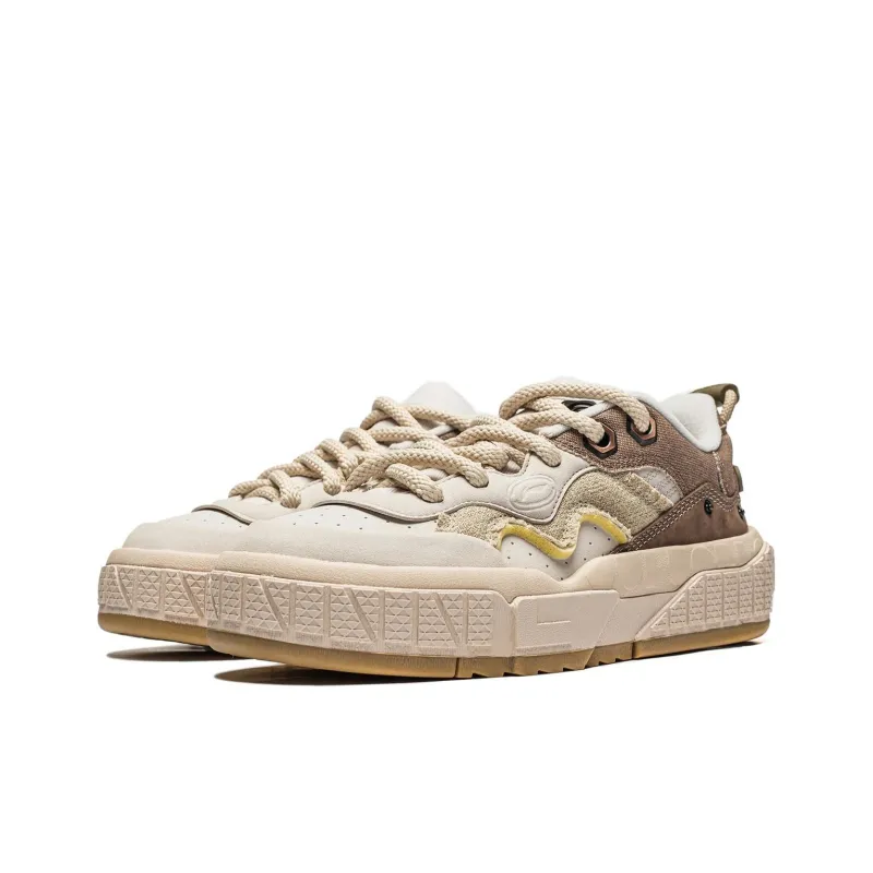 LiNing 001 UNBLOCK Lightweight And Wear resistant Low Top Skateboard Shoes Men's Beige-2