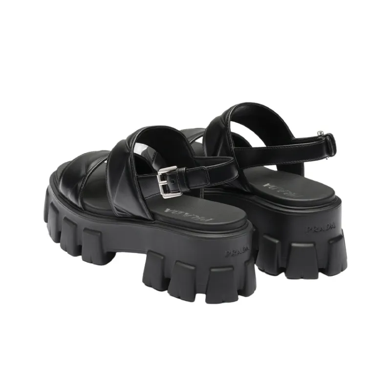PRADA Monolith Beach Sandals 5.5cm Women's Black-4