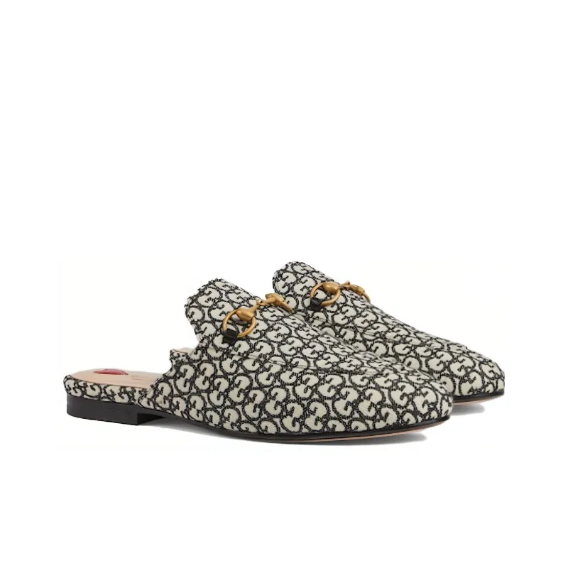 GUCCI Princetown Wrap-toe Slippers Women's Black White-1
