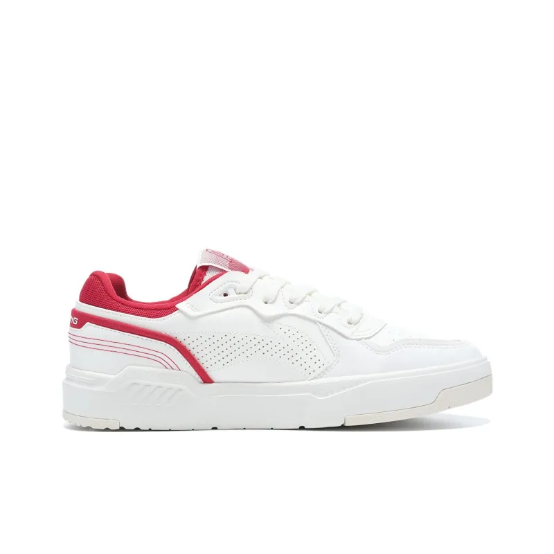 LiNing Qingchao Anti Slip Wear Resistant Low Top Skateboard Shoes Men's White Red-1