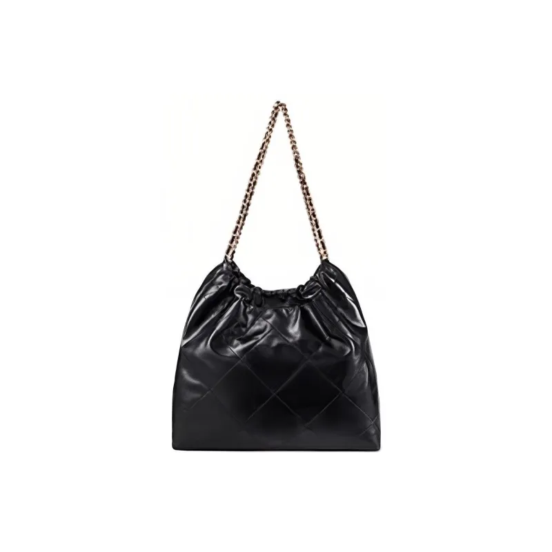 DISSONA Cow Leather Handbag Shoulder Bag Large Size Women's Black-3