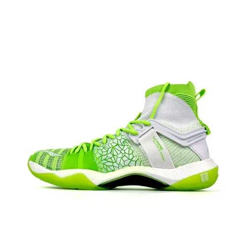 LINING Roar Badminton Shoes Unisex High-Top Fluorescent Mint Green/Standard White