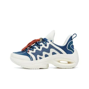 LI NING 1990 Heart Dance Anti Slip Wear Resistant Low Top Casual Shoes Women's Blue White