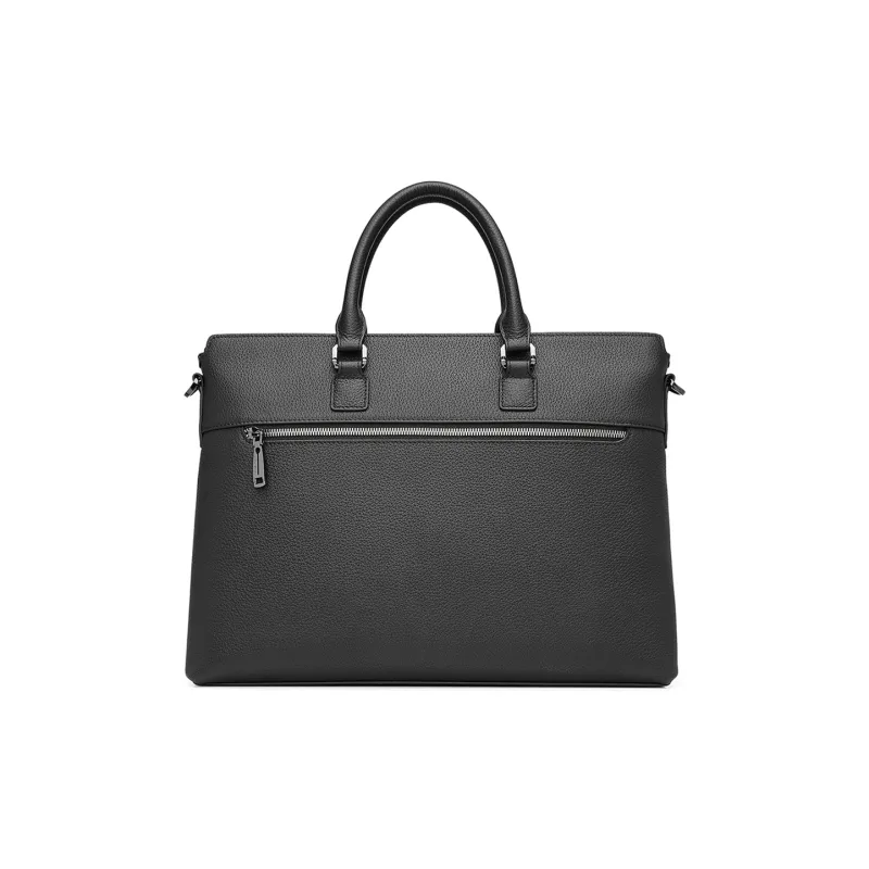 PIERRE CARDIN Top Grain Cow Leather Handheld Laptop Bag Men's Black-1