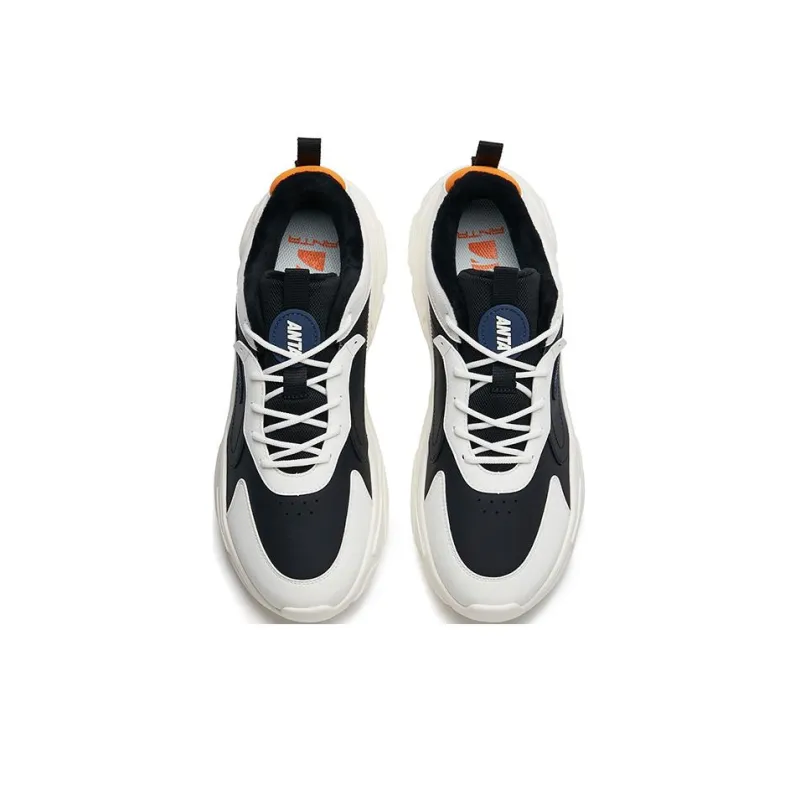 Anta Life Collection Little Millennium 2.0 Wear Resistant Slip Resistant Low Top Casual Shoes Men's White Black Orange-2