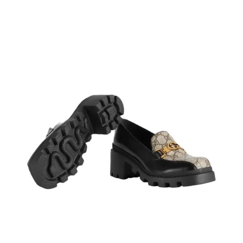 GUCCI Interlocking Platform Loafers Women's Black-4