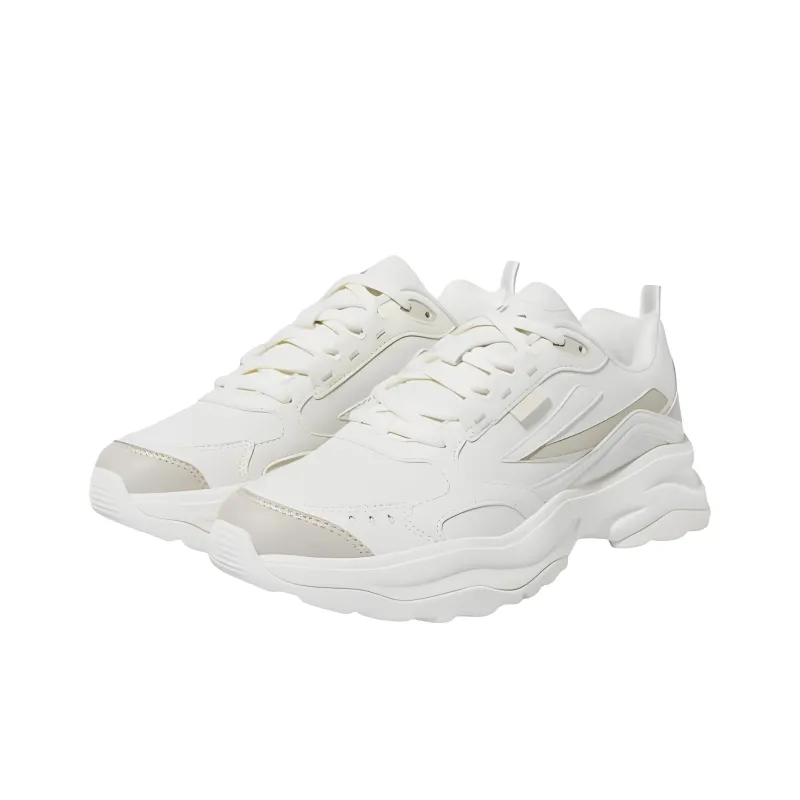 FILA Wood Block Cushioning Anti Slip And Wear Resistant Low Top Sports Casual Shoes Unisex White Gray Korean Style-2