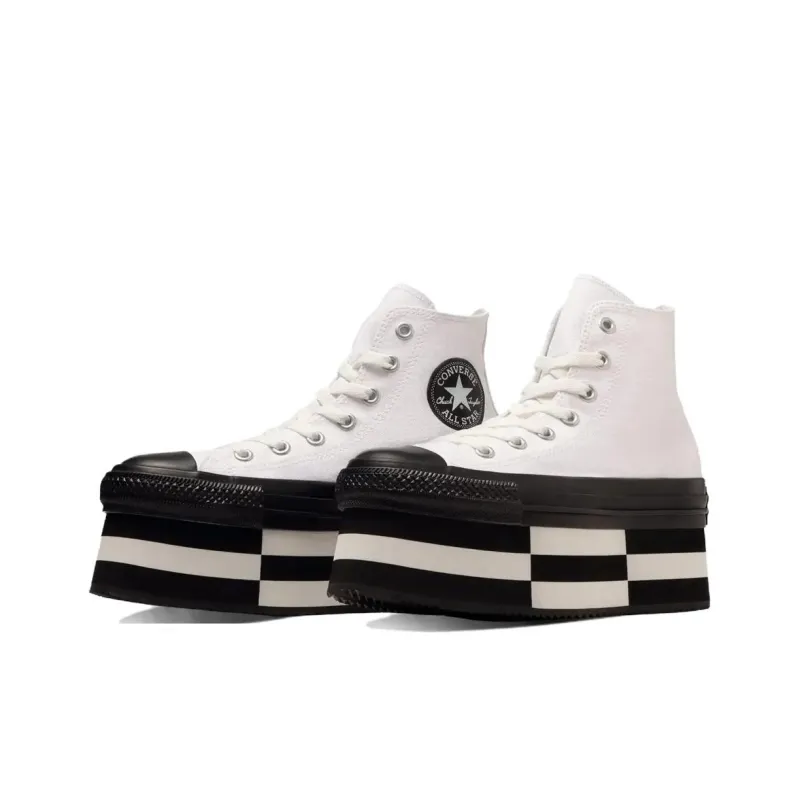Converse All Star Anti Slip And Wear Resistant Height Increasing High Top Skateboard Shoes Women's White-2
