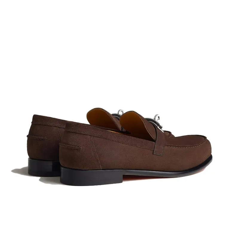 HERMES Destin Loafers Men's Brown-4
