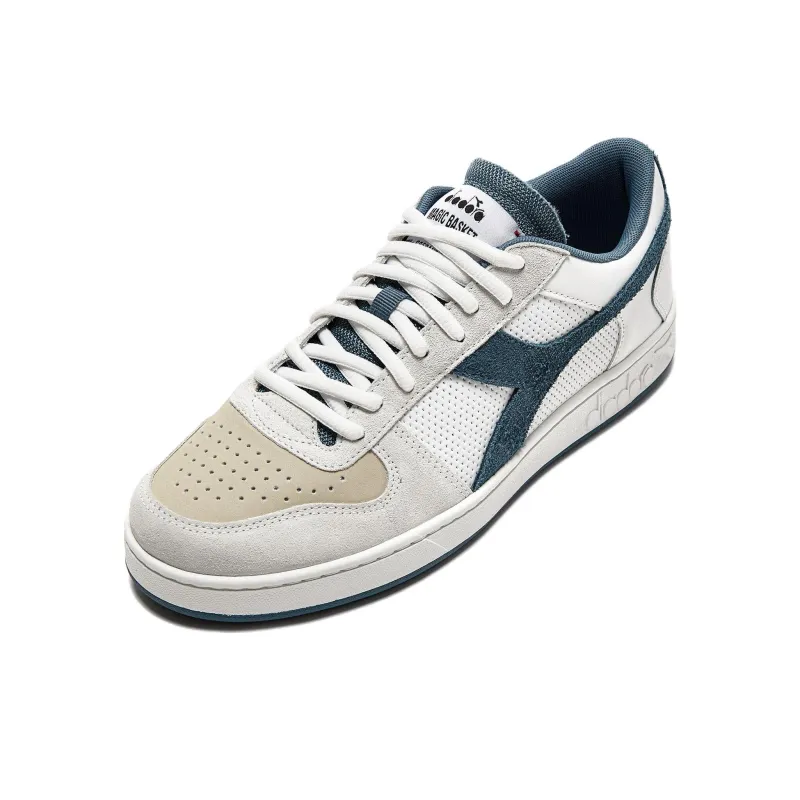 Diadora Magic Basket Lightweight Anti-Slip Low-Top Skateboard Shoes Unisex White Blue-2