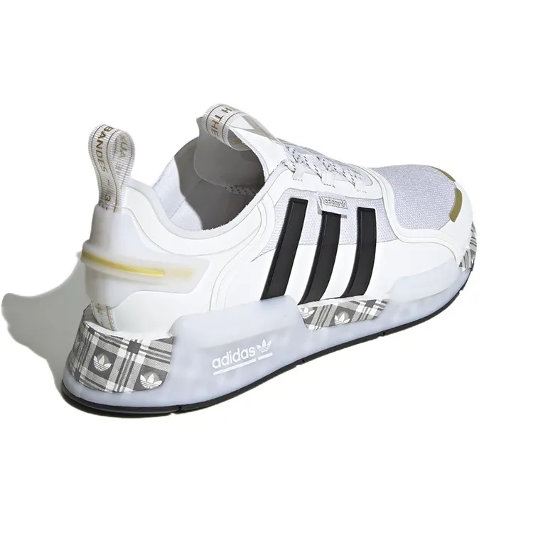 Adidas Nmd R1 V3 White Black Gold Tartan Trefoil-3