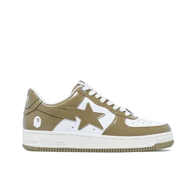 BAPE A BATHING APE Bape Sta Patent Leather White Khaki 2023-1