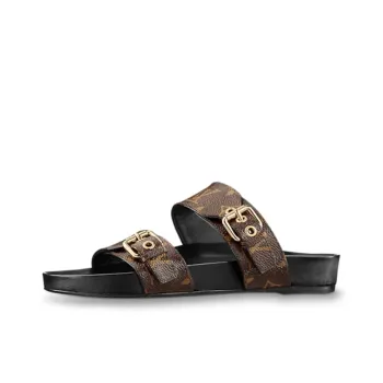 LOUIS VUITTON Bom Dia Flat Mules Black Women's