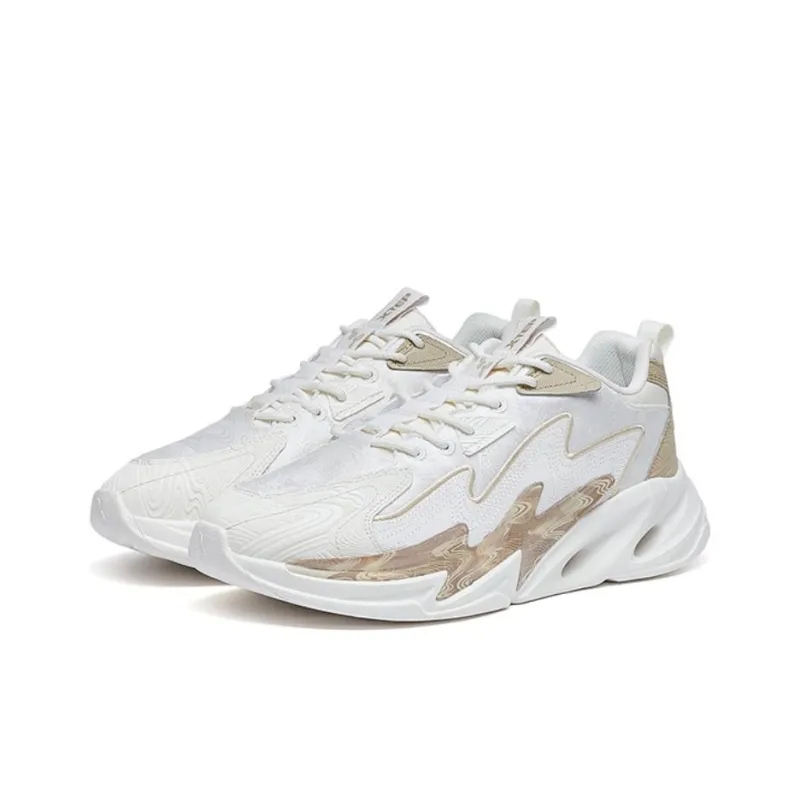 XTEP Lightning Cushioning Anti Slip And Wear Resistant Low Top Casual Shoes Men's Milk Tea White-1