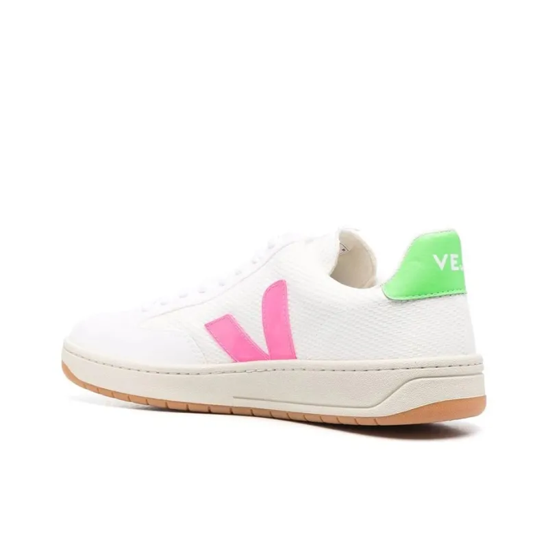 VEJA V 12 B Mesh White Green Pink-2