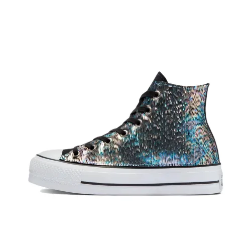 Converse Chuck Taylor All Star Lift Platform Iridescent Anti-Slip Wear-Resistant High-Top Canvas Shoes Unisex Rainbow