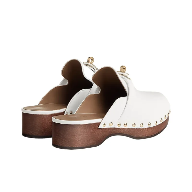 HERMES Carlotta Closed Toe Slippers Women's White-4
