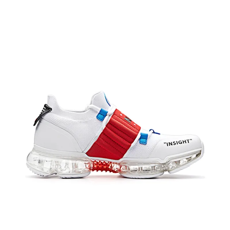 Anta SEEED Zero Bound Cushioned Slip-Resistant Abrasion-Resistant Breathable Low-Top Running Shoes Men's White Red-1