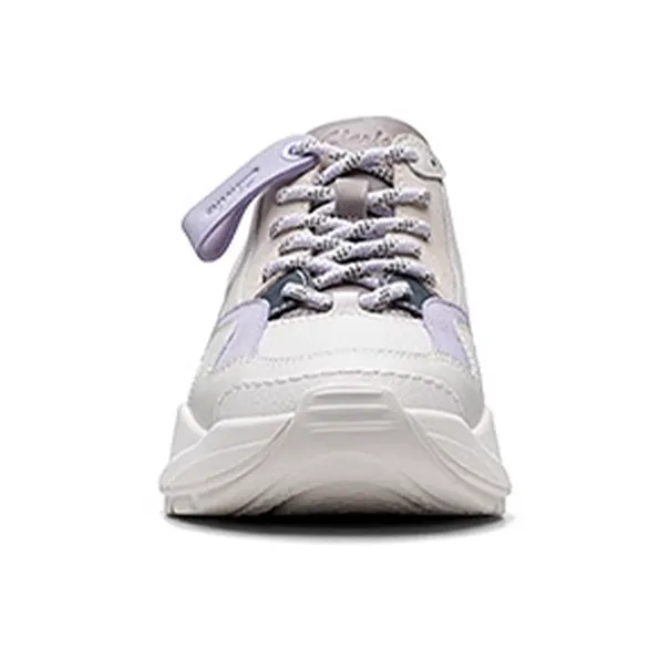 Clarks Lightweight Series Wear Resistant Slip Resistant Low Top Casual Shoes Women's White Purple-3