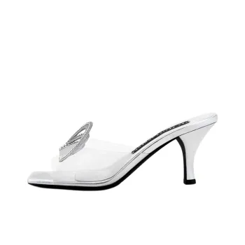 Les Petits Joueurs Slide Slippers 7cm Women's Silver