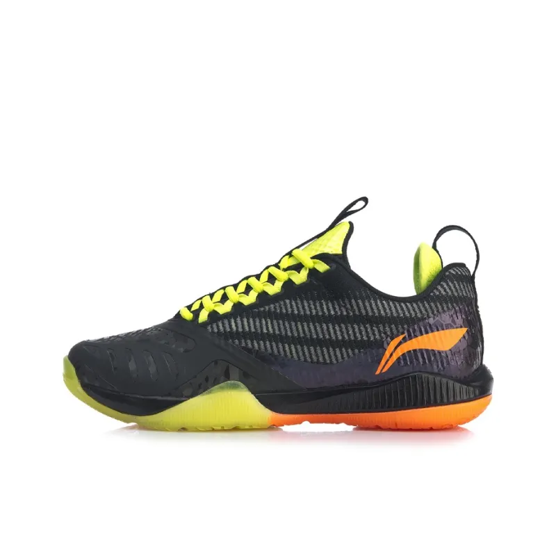 LiNing Cool Shark 2.0 Cushioned Slip Resistant Abrasion Resistant Breathable Low Top Badminton Shoes Unisex Black Green-0
