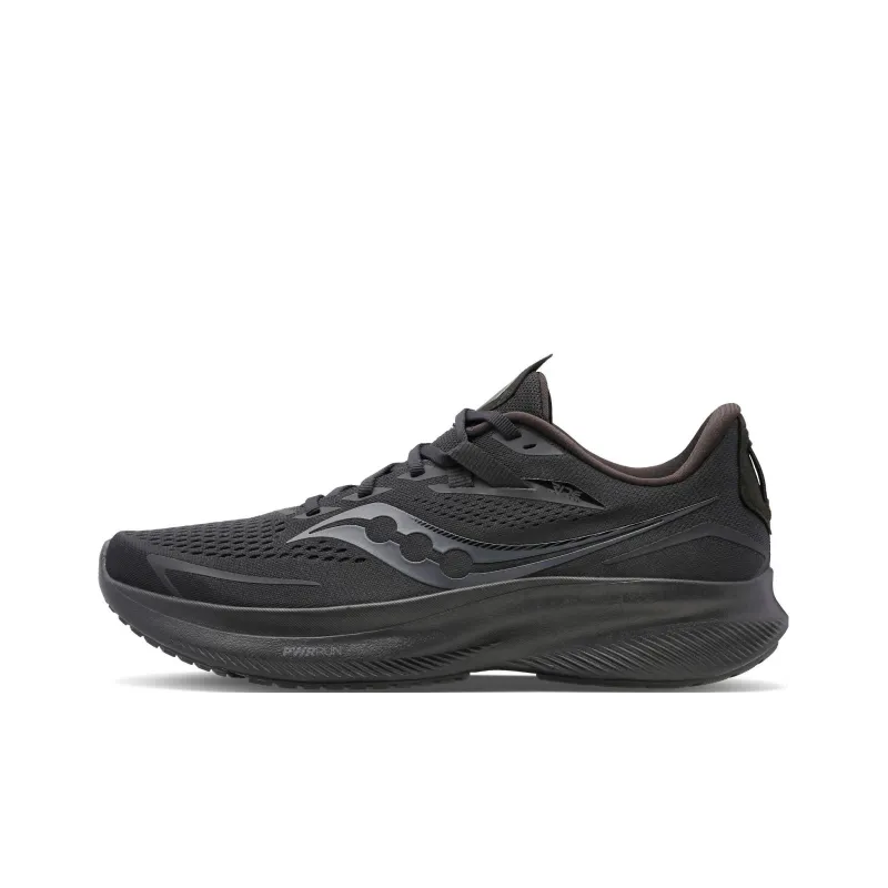 Saucony Ride 15 Durable Breathable Lightweight Low-Top Running Shoes Women's Black-0
