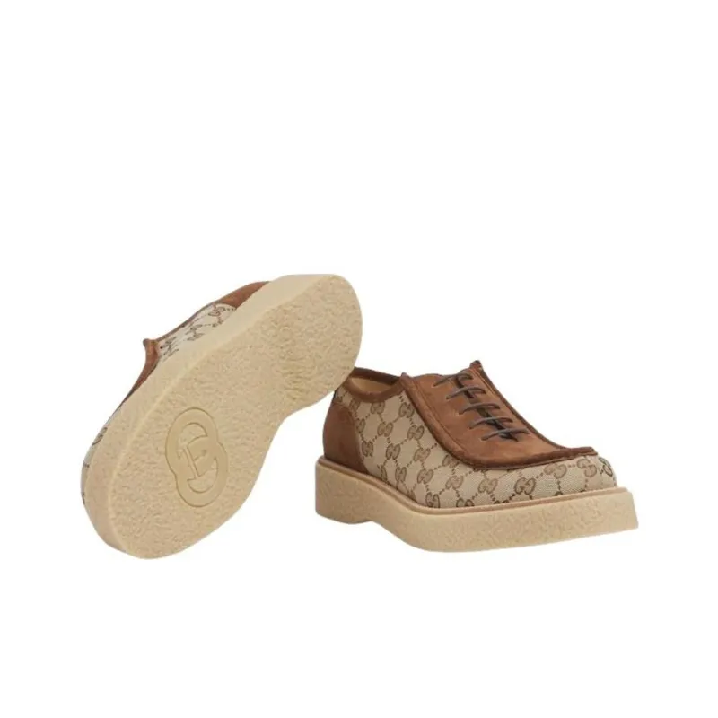 GUCCI Gg Supreme Lace up Shoes Brown-4