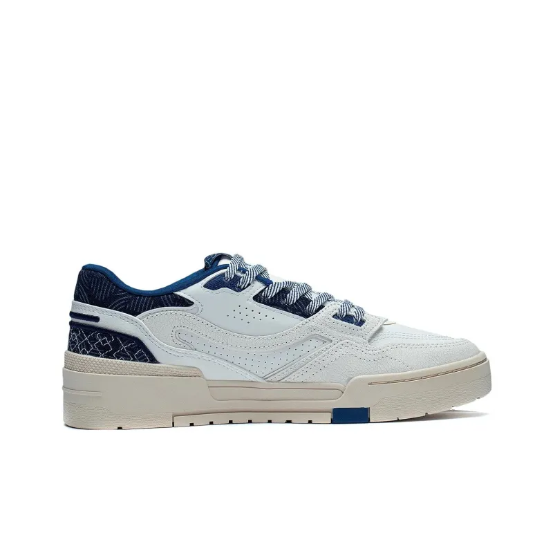 LiNing 001 BTC Prm Abrasion Resistant Breathable Low Top Skateboard Shoes Men's White Blue-1