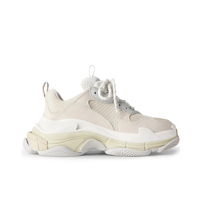 Balenciaga Triple S Wear Resistant Low Top Chunky Sneakers Women's White Gray-2