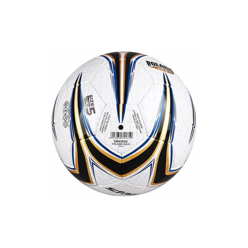 Star Size 5 Soccer PU Hand Stitched Soccer Ball Unisex White Gold Black-4
