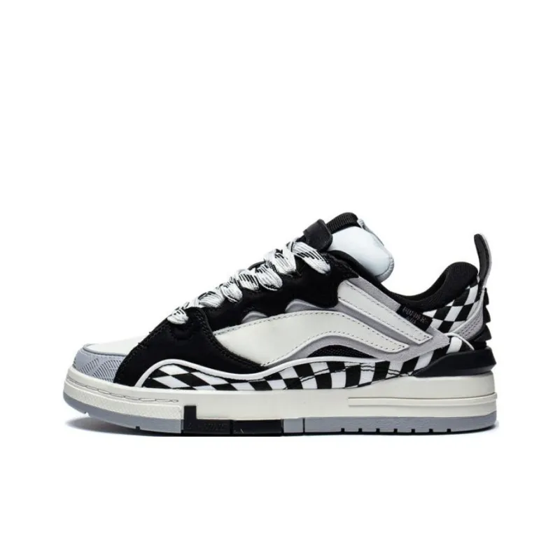 LiNing Wave Golden Durable Breathable Low Top Skateboard Shoes Women's Black White-0