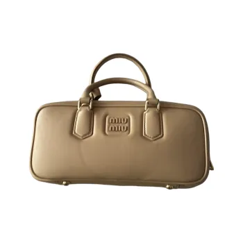 MIU MIU Arcadie Series Leather And Polyester Blend One Shoulder Handbags Medium Size Women's Beige
