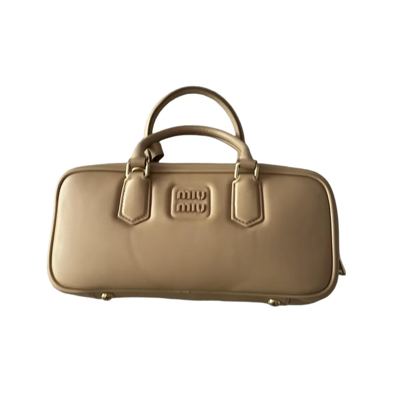 MIU MIU Arcadie Series Leather And Polyester Blend One Shoulder Handbags Medium Size Women's Beige-0