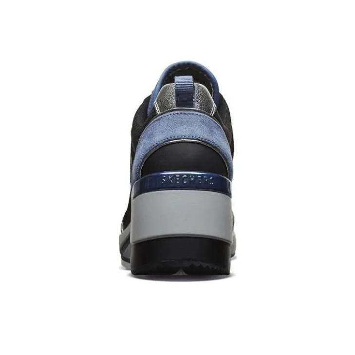 Skechers Million High Anti-Slip Wear-Resistant High-Top Sports Casual Shoes Women's Black Blue-3