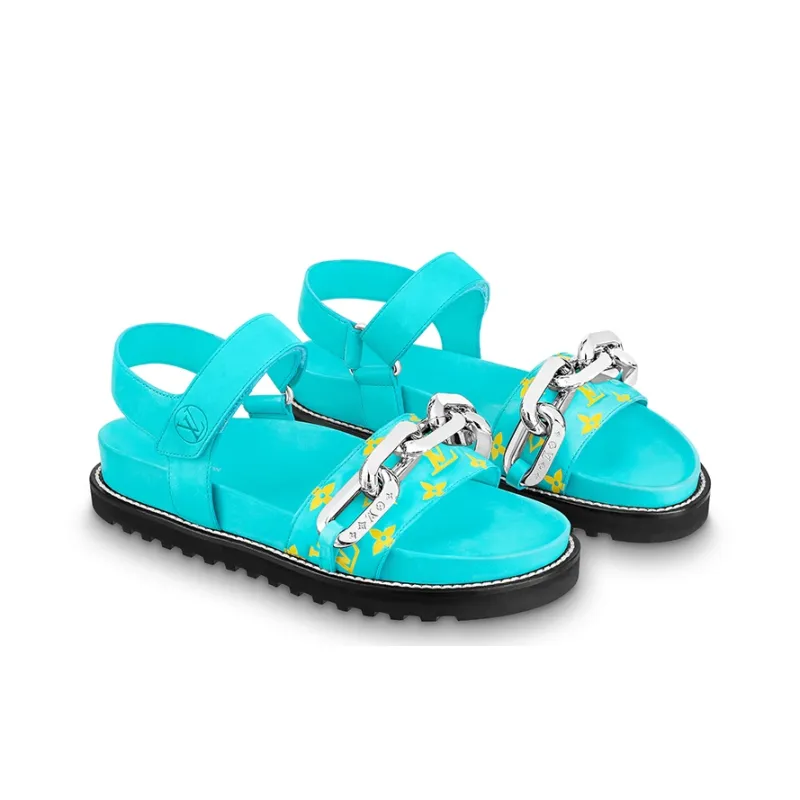 LOUIS VUITTON Paseo Comfort Flat Sandals 'Blue' Women's-1