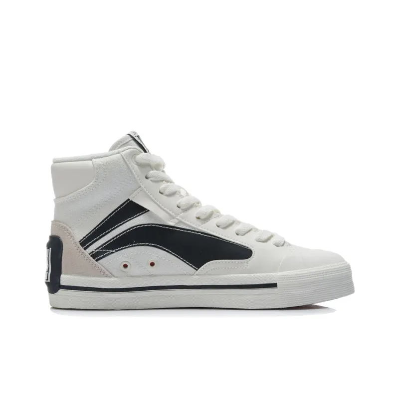Disney x LiNing Disney Breathable, Lightweight, Slip Resistant High Top Skateboard Shoes Women's White Black-1