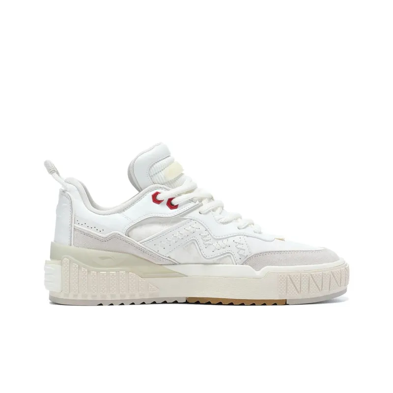 LiNing 001 UNBLOCK Unblock Anti Slip Wear Resistant Low Top Skateboard Shoes Men's Mist White Pearl White-1
