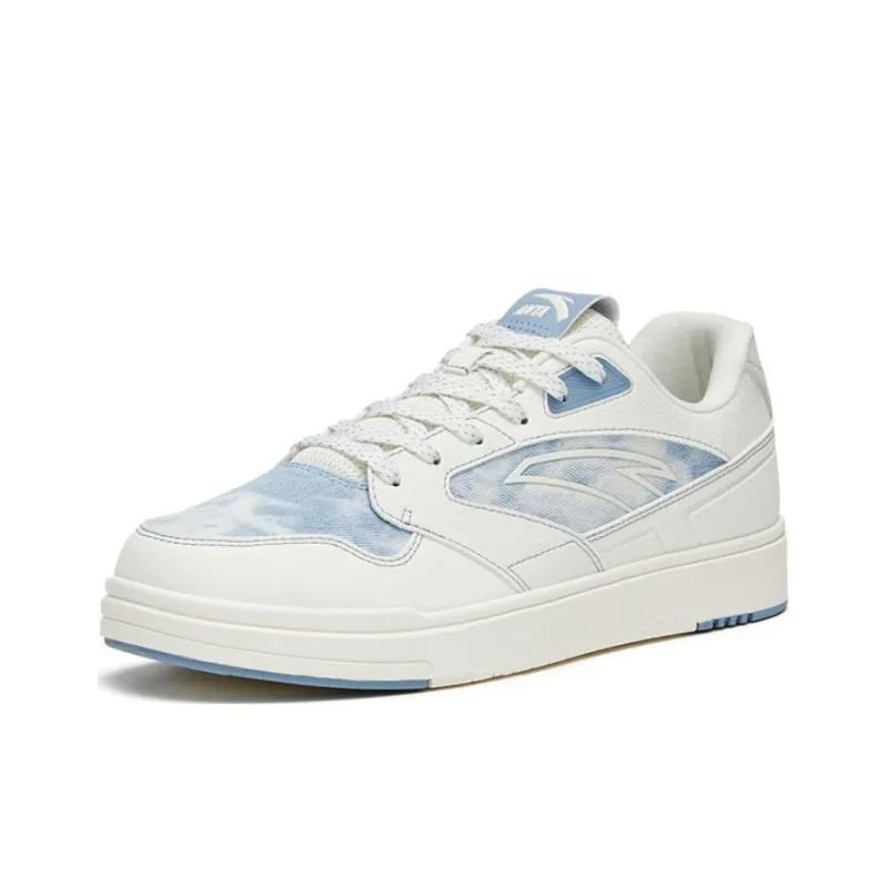 Anta Street Naughty Anti Slip Wear Resistant Low Top Skateboard Shoes Men's White Blue Tie Dye-1