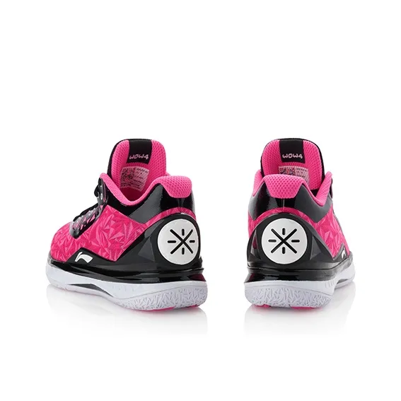 LiNing WOW 4 Mid Top Basketball Shoes Men's Pink Black-2